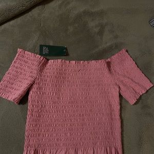 Pink off the shoulder crop top NWT